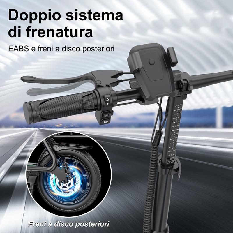 Monopattino Elettrico AOVOPRO – Grande Autonomia, Cestino Posteriore e Guida Sicura