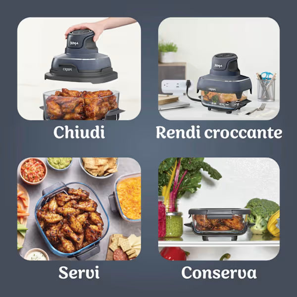 Friggitrice ad aria portatile 4 in 1 in vetro Ninja CRISPi Blu FN101EUGY